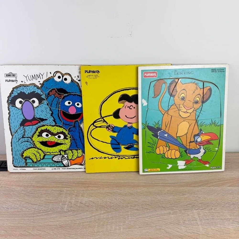 Vintage Puzzle Set Sesame Street Peanuts Lion King